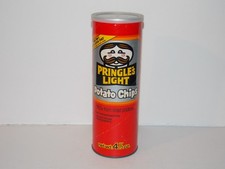 Vintage Early 80s Pringles Light Potato Chips Empty Red Can Tube w/ Orig. Lid 