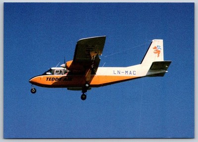 Teddy Air A/S BN 2A-21 Islander LN-MAC airplane aircraft Postcard Britten-Norman
