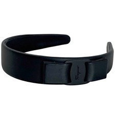 Pre-owned Salvatore Ferragamo Vara black leather headband with a Salvatore