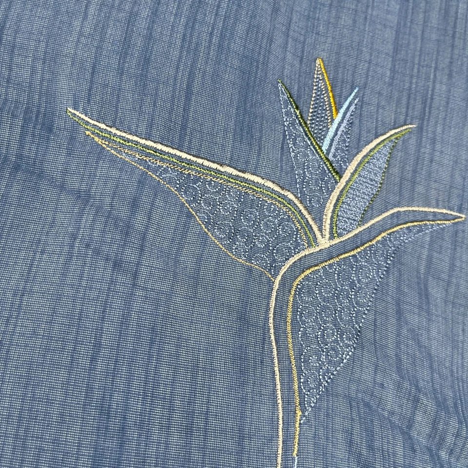 Camisa Bamboo Cay 3XL Azul Tropical Bordada Abotonada Manga Corta Hombre Foto 2 de 4