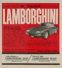1967 Lamborghini Sports Car Track or Traffic Remarkable Original Color Print Ad