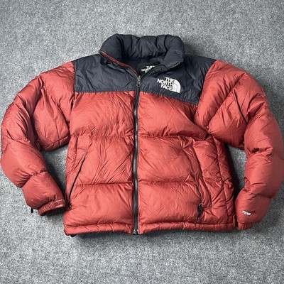 The North Face Nuptse 700 Down Fill Puffer Jacket Mens XS Black Red Full Zip