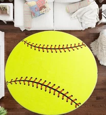 Soft Round Rugs for Bedroom, Softball Rug for Girls, NEW UNbranded 47" round