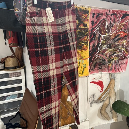 Bonpoint pants plaid Red Black Multicolor Stripes size 10 Girl - Picture 1 of 6