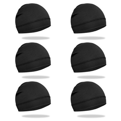 6 Pcs Skull Cap Sweat Wicking Helmet Liner Breathable Cycling Beanie Black Ru...