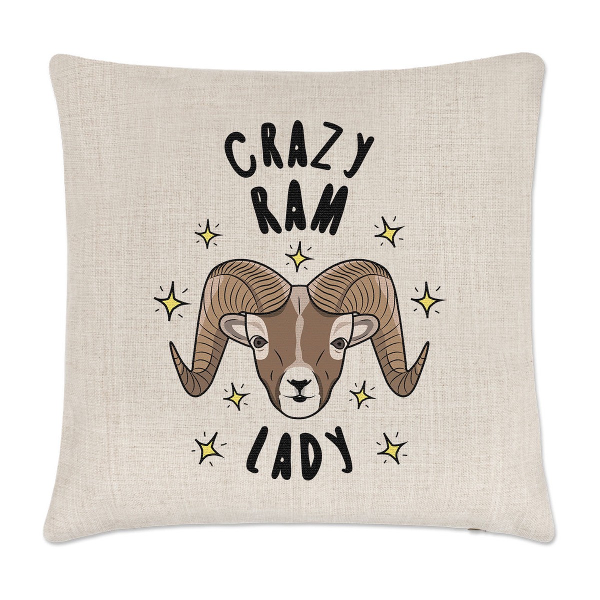 Loco RAM Mujer Stars Lino Funda de Cojín Almohada Divertido