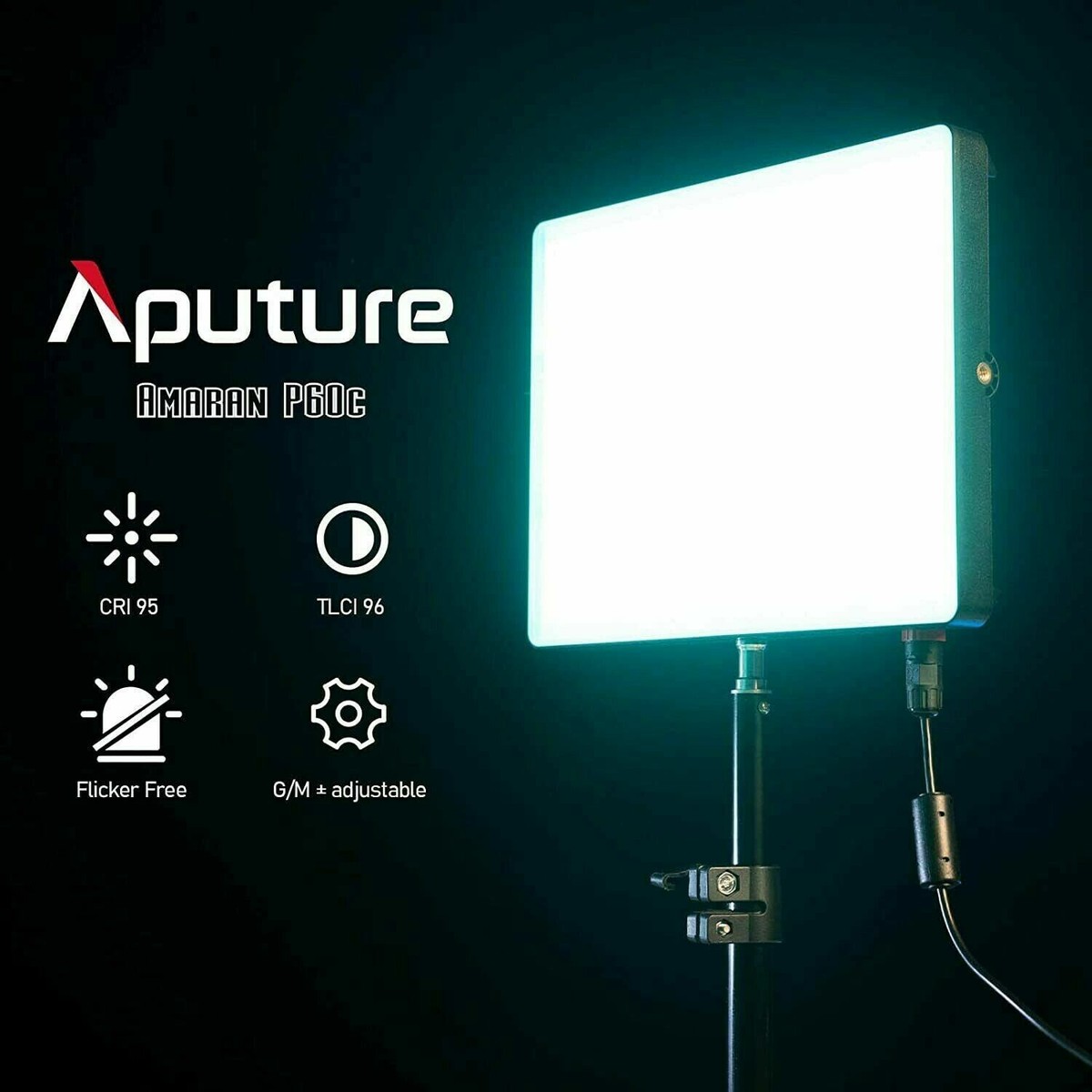 Aputure Amaran P60c 3 Light Kit RGBWW LED Video Light Panel with 3 