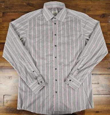 Eton Of Sweden Dress Shirt Men 42 16.5 Pink Striped Business Casual Contemporary - Image 1 of 4