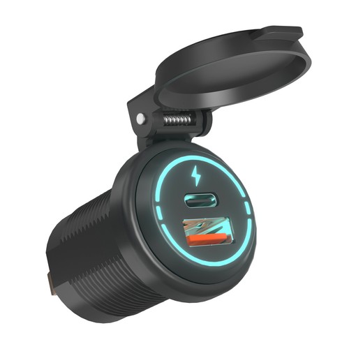 Dual USB Port Car Charger Socket Fast Charging Type-C USB For Cell Phone W/Wire - Picture 2 of 24