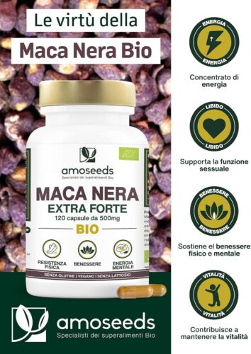 Maca Peruviana Nera BIO, 10 000Mg Al Giorno | Estratto Di Radice Di Maca Di Qual - Foto 2 di 7