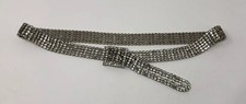 ESTATE Vintage 5 Row Clear Sparkly Rhinestone Belt approx 33"  Width 1"