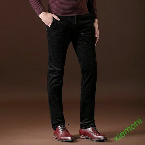 Chic Mens Velvet Pants Slim Fit Casual Corduroy Casual Dress Straight Trouser - Picture 3 of 20