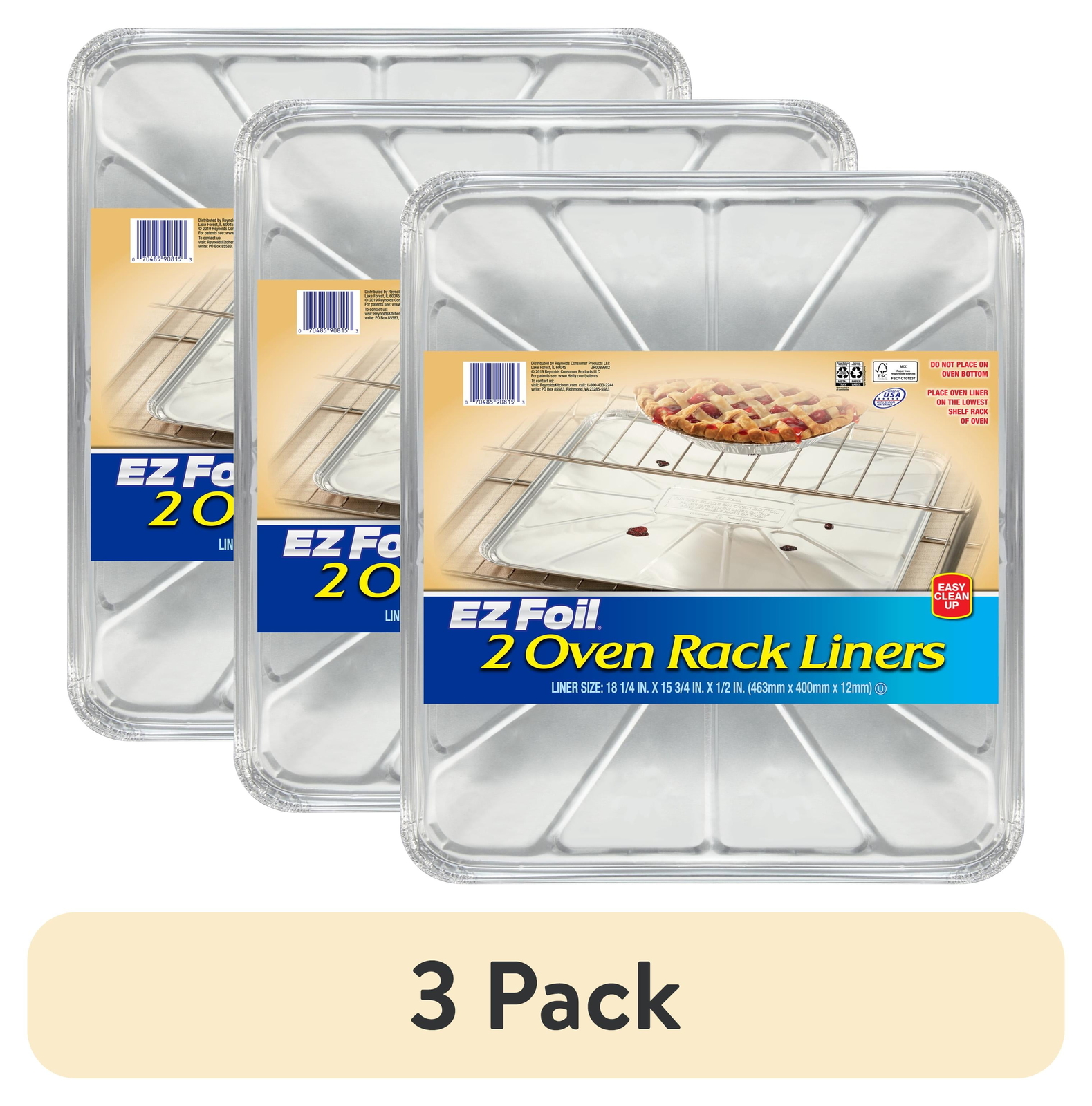 3-Pack EZ Foil Oven Liner Trays 18.25x15.75 Inches 2-Count