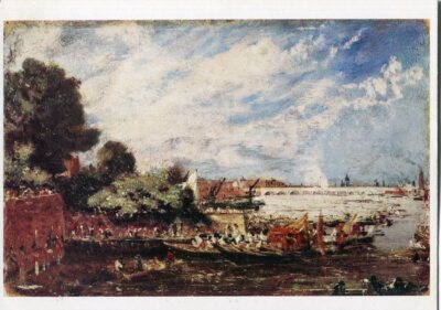 Waterloo Bridge Eröffnung (Gemälde Constable 1817) V&A Museum moderne Postkarte