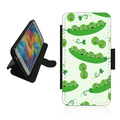Erbsenkapsel Muster Handy Hülle Wallet Flip Cover für iPhone Samsung Pixel PEA2