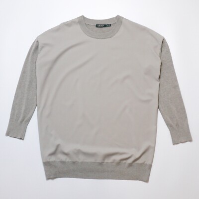Ralph Lauren Damen Pullover Grau Langarm Rundhals Seidenmischung Größe XL