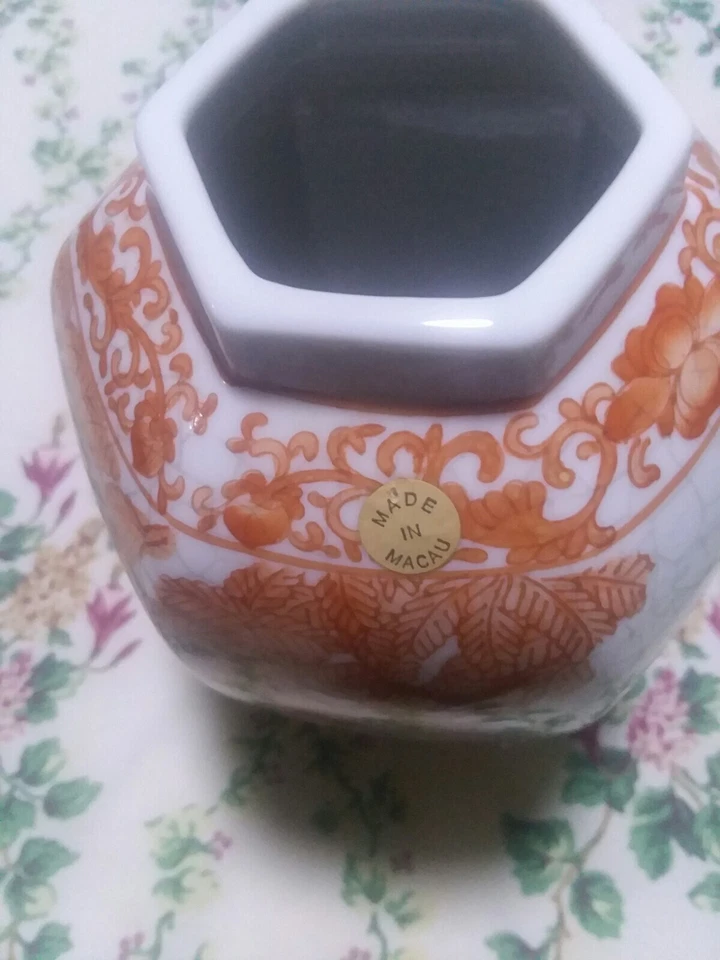 Vintage  Chinese Porcelain Iron Red Vase Crackle glaze Scene children Playing  - Image 2 of 4