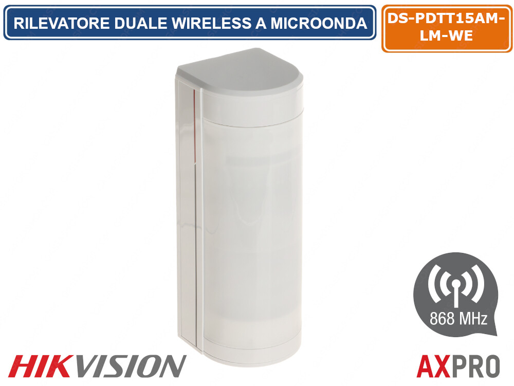 HIKVISION AX PRO RILEVATORE DUALE MICROONDA WIRELESS 868MHZ PET IMMUNE 40KG IP65