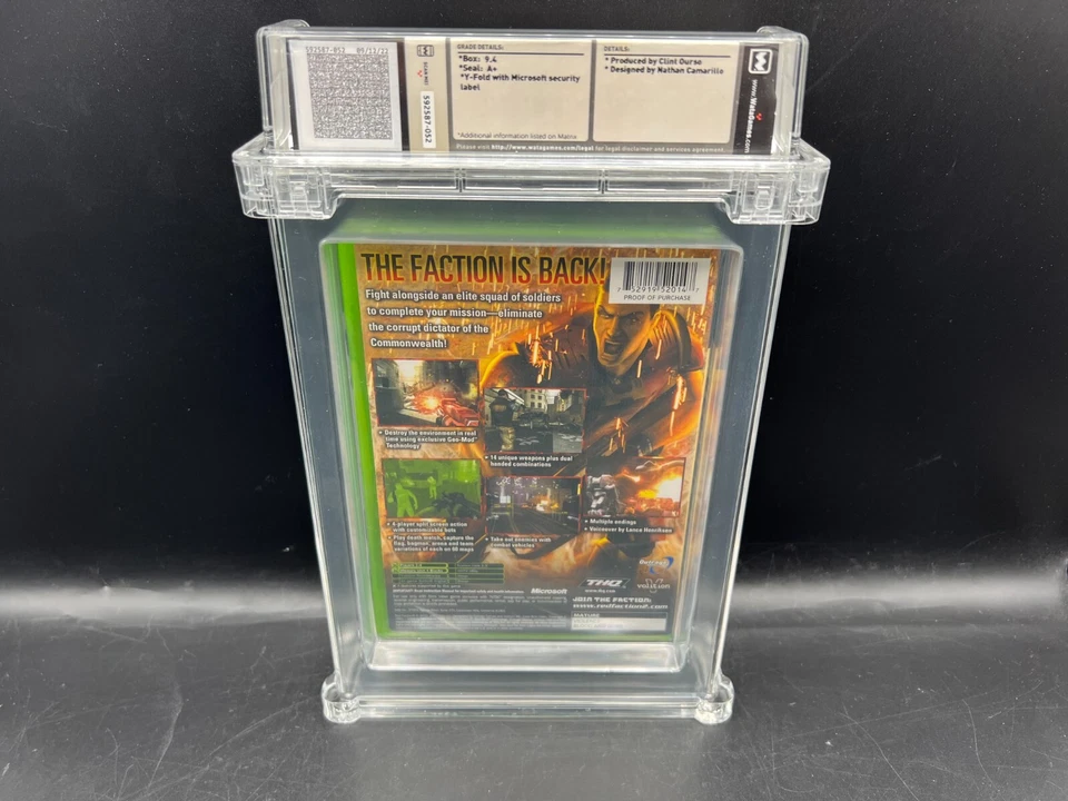 1st Print Red Faction II 2 Xbox WATA 9.4 A+ FACTORY SEALED MINT VGA - Image 2 of 4