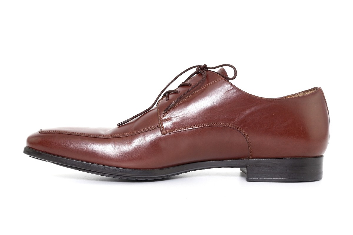 Santoni Brown Leather Apron Toe Derby Shoes Size 8 D santoni dark brown leather Derby shoe main image 4
