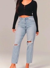 Abercrombie  Fitch Sz 28 6S The Mom High Rise Curve Love Distressed Jeans