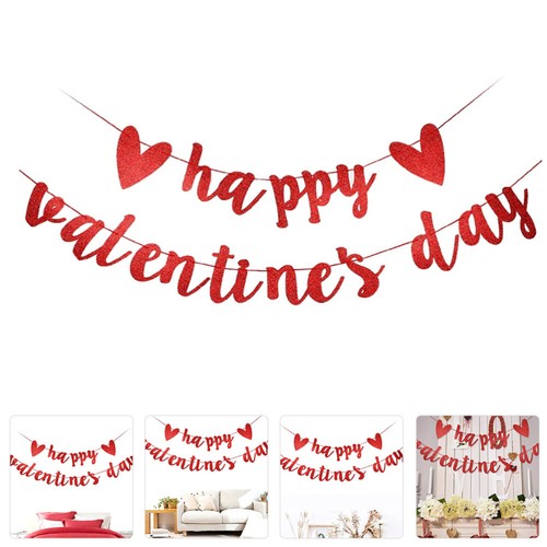 Happy Valentines Day Banner Valentine Room Decorations Valentine Hanging Flags - Picture 3 of 12