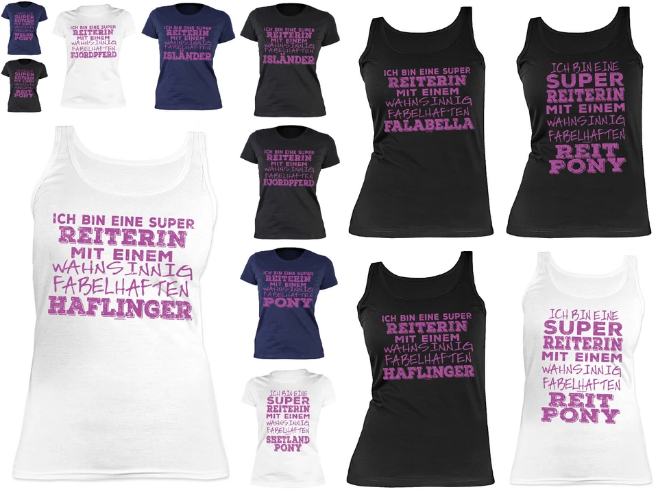 MARKENLOS Damen Pferde T-Shirt - Haflinger - Isländer - Shetty - Welsh - Pony - Fjord