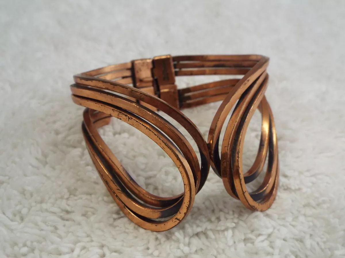 Vintage 1950 s MATISSE RENOIR Copper Loop Rhythm Hinged Bracelet