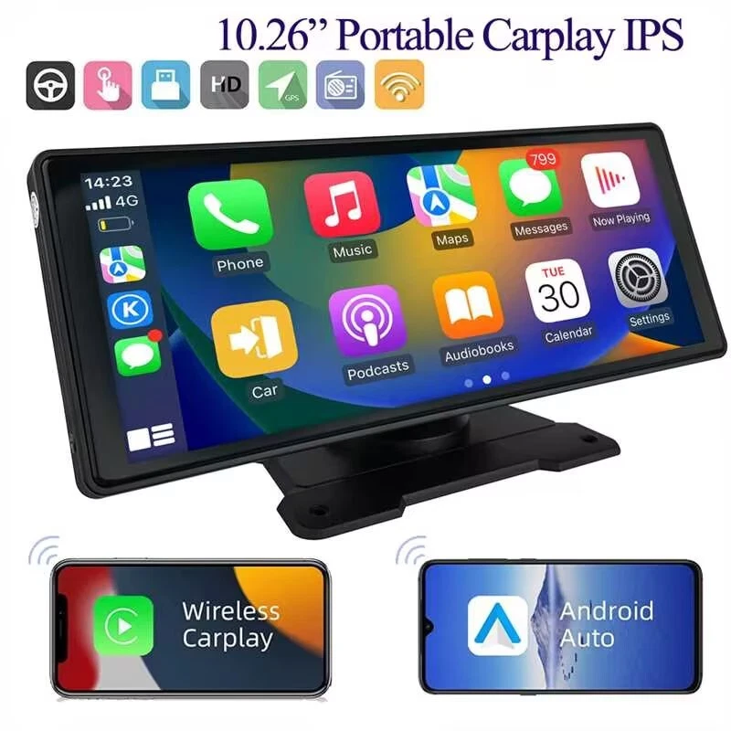 10.26" 2K Car Portable Wireless Apple CarPlay Android Auto FM Radio Touch Screen - Image 4 of 4