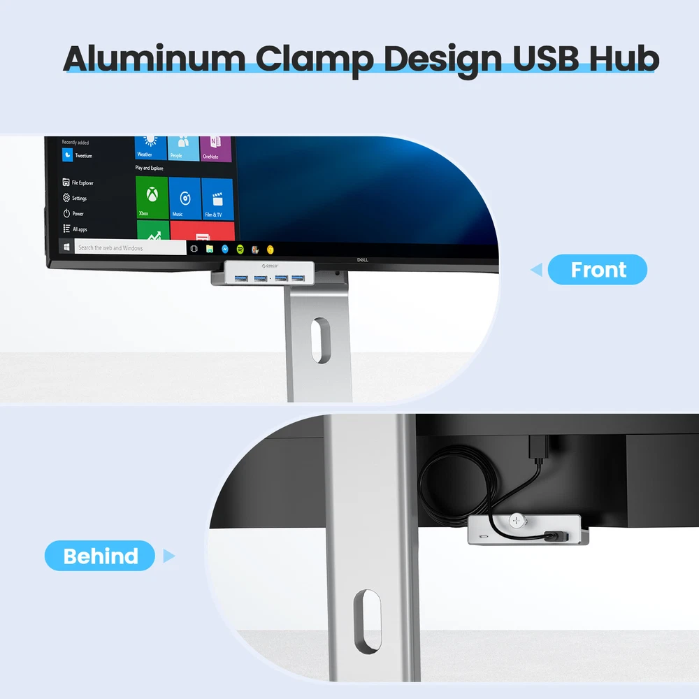 ORICO USB 3.0 Hub Aluminum 4Port USB Hub Clamp Powered USB Splitter A to C Cable