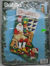 Bucilla Plaid Felt Christmas Stocking Craft Kit 1994 Santa  s Workshop Elf 83200