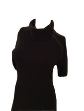 CALVIN KLEIN BLACK TURTLENECK WITH ASYMMETRICAL ZIP DRESS -M