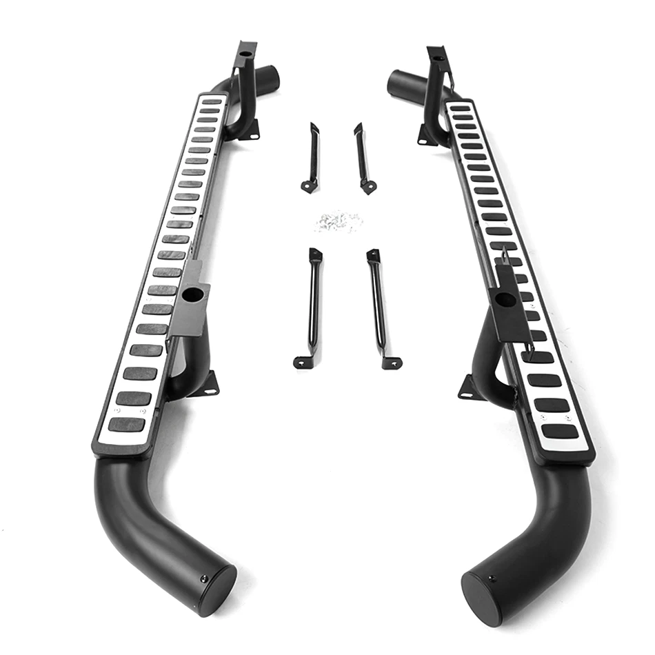 Side Steps For Land Rover Defender 110 Tubular Black/silver Fire&ice Style 2003+ - Image 4 of 4