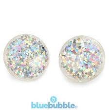 Bluebubble DISCO NIGHTS Glitter 16mm Round Earrings Cute Kitsch Retro 80s Party