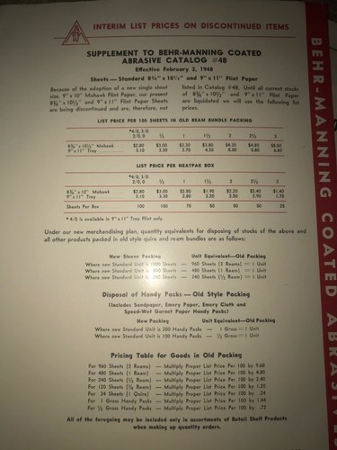 VTG. 1948 Behr-Manning: Coated Abrasives Catalog Troy, NY. - Picture 4 of 12
