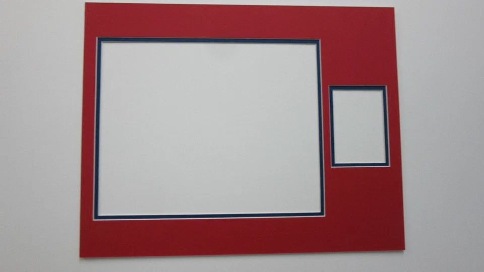 Picture Framing Mat 11x14 for 8x10 photo and sports card Red with blue liner