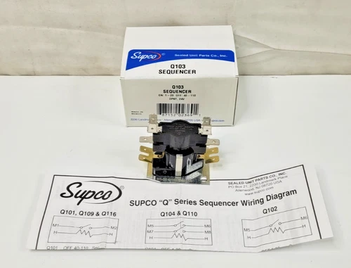 Supco Q103 DPDT 24V Heat Sequencer - 24A34-3, 32244, 33844, HS24A343, 611-244