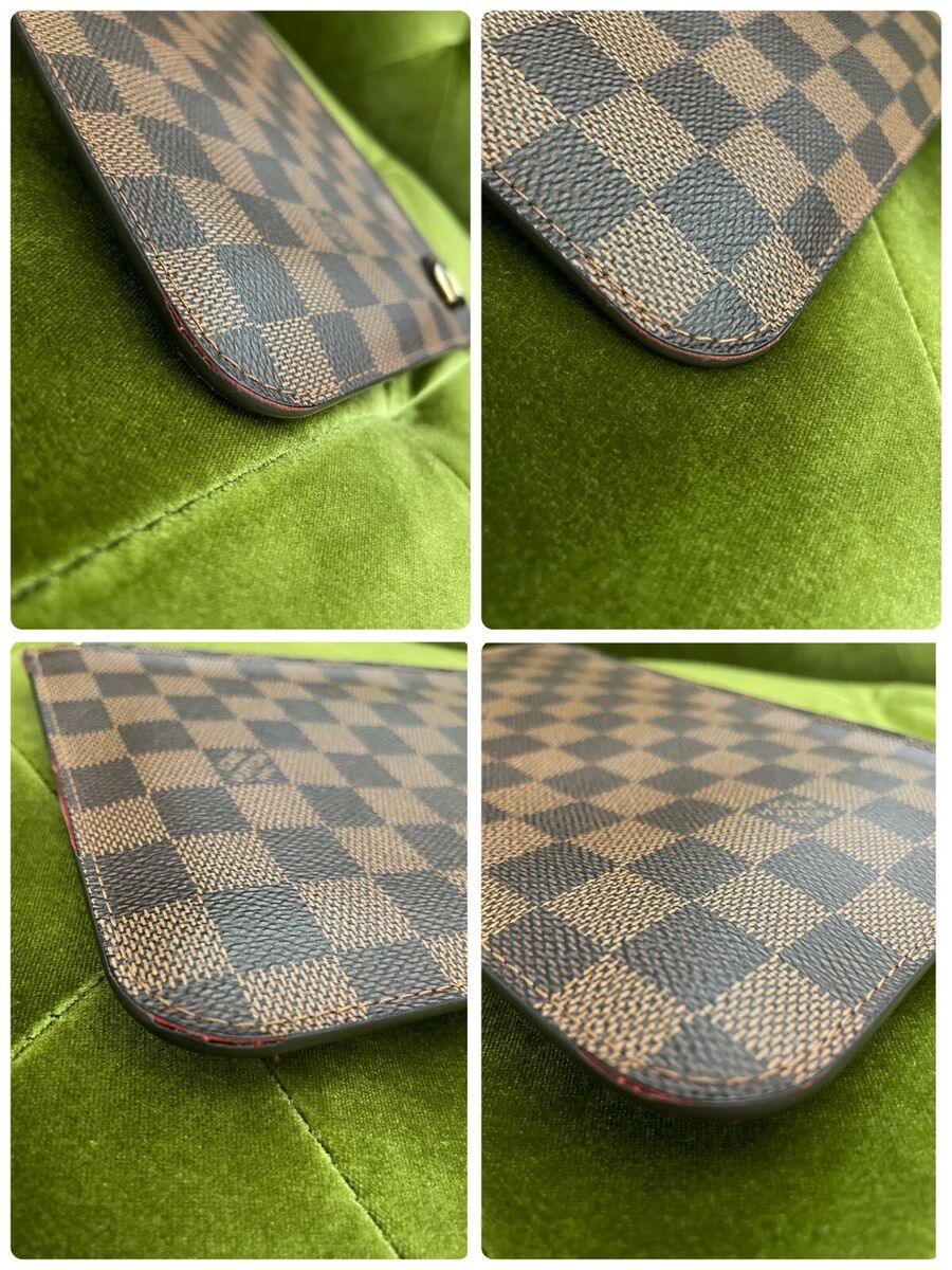 Authentic Louis Vuitton 2017 Neverfull MM Pochette Pouch in Damier Ebene