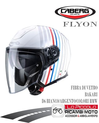 Caberg Helmet Flyon Jet Bakari D6 White/Silver/Colors BMW Size S 55-56