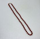 Vintage Women’s Beaded Necklace Burgundy Marble Stone 24” Gold Tone Clasp 7