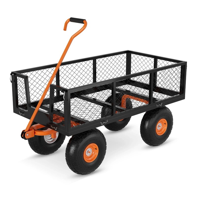 900 lbs Heavy Duty Steel Garden Cart All-Terrain Utility Wagon for Yard, Lawn