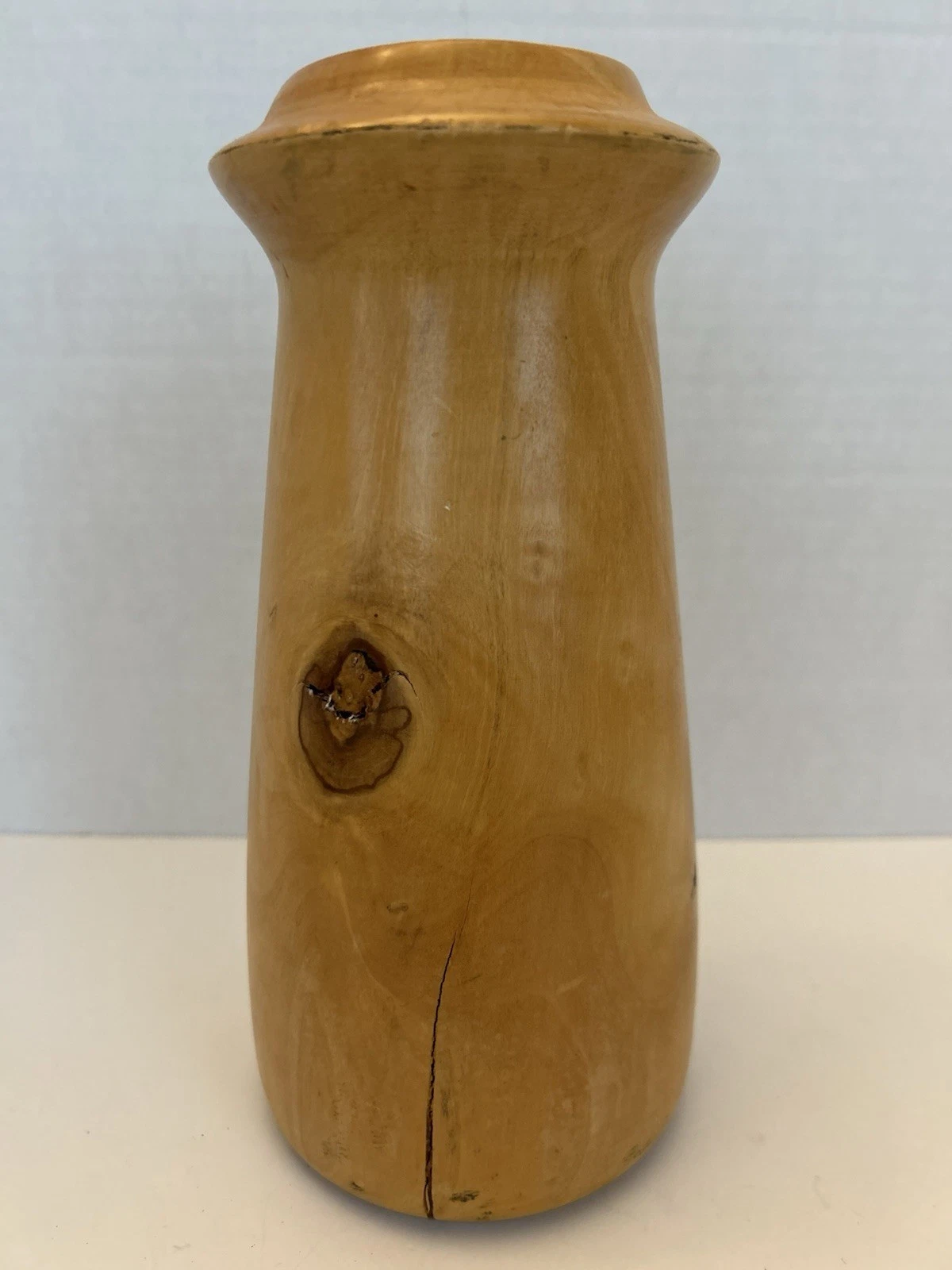 Turned Wood 10" Vase W/Glass Vase Insert
