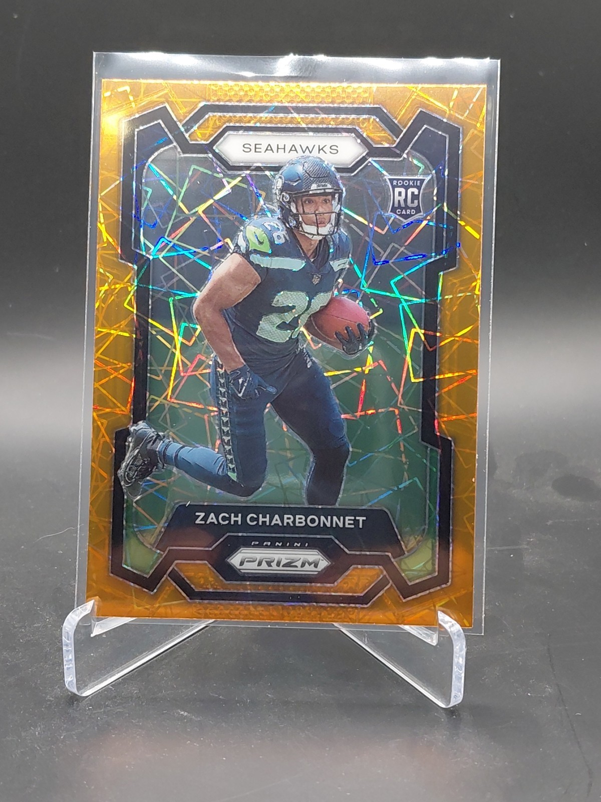 2023-24 Panini Prizm Zach Charbonnet Rookie RC Orange Laser Prizm #392 Seahawks
