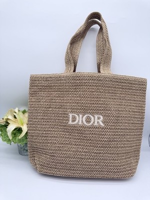 Dior Beauty GWP Beige Straw Tote Bag 17  * 13  * 4 
