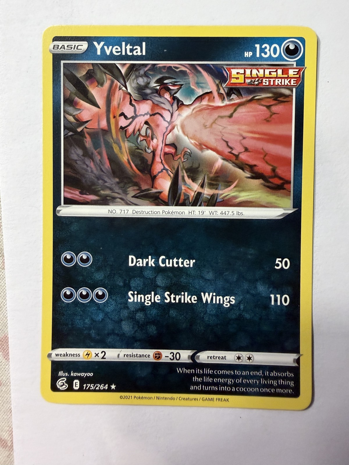 Yveltal SWSH08: Fusion Strike 175/264 NM English Pokemon Card