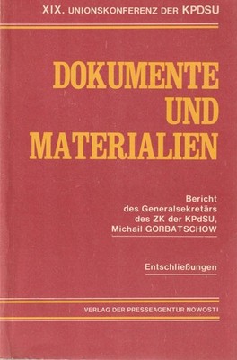 XIX. Unionskonferenz der KPDSU, Dokumente und Materialien