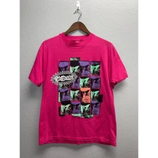 Vintage Surf Shirt Sun Sportswear Videographic Video Graphic Pink 90s VTG Large