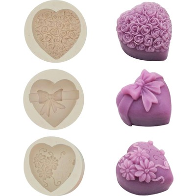 Silikonform,Seifenform,Herz,Blumen,DIY,Backform,FormenSet