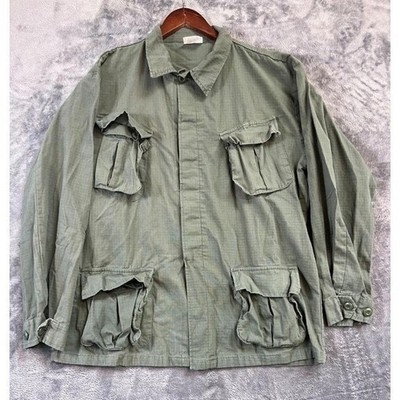 Rothco BDU Military Ripstop Jungle Jacket Large Green Slant Pockets Vietnam