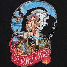 Rare STRAY CATS Lets Go Faster Cotton Black Men S-234XL T-Shirt